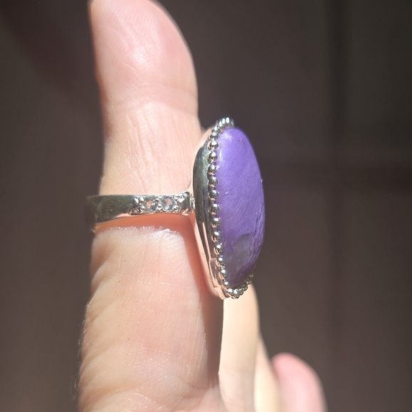 Charoite 14k & topaz GORGEOUS sterling ring sz7.5 - Picture 4 of 10